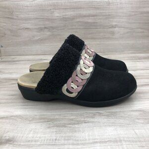 Spenco Mule Clogs Womens 7B Ojai Black Suede Slip On Comfort Shoes